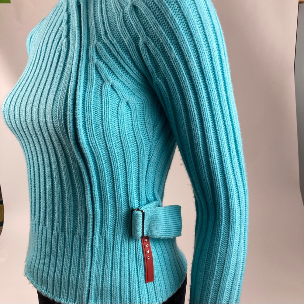 PRADA Linea Rossa Y2K Italy Wool Sweater, Sporty Moto Style Small EUC